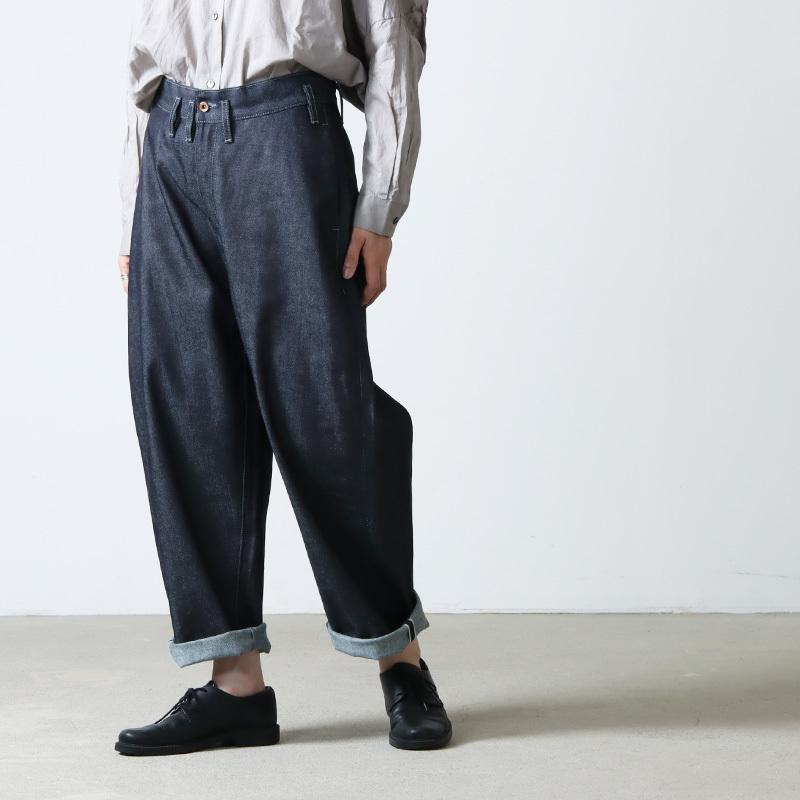 NO CONTROL AIR (ノーコントロールエアー) FIRMUM スーピマコットン ムラ糸　セルビッチデニム ハイウエストワイドテーパード  濃グレーステッチ :146317015:ICORA ヤフーショッピング店 - 通販 - Yahoo!ショッピング