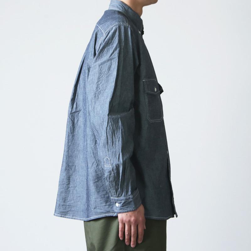 andwonder / シャンブレーシャツ / 襟なし / インディゴ製品 and wander (アンドワンダー) CORDURA indigo chambray shirt