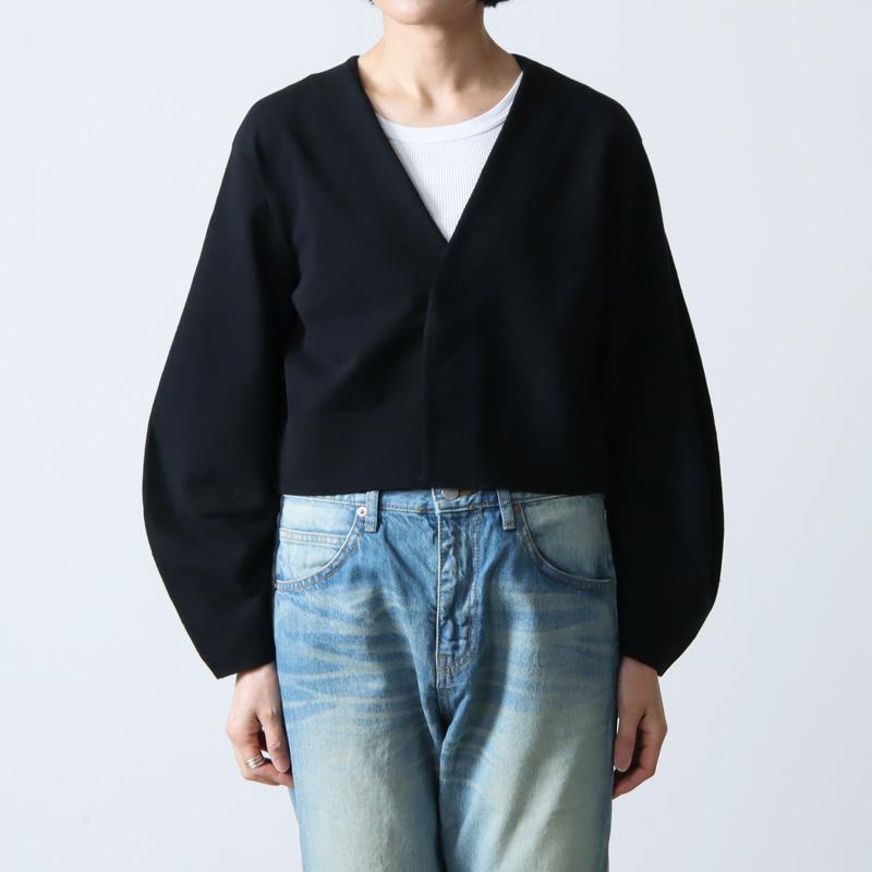 unfil (アンフィル) stretch organic cotton cropped cardigan