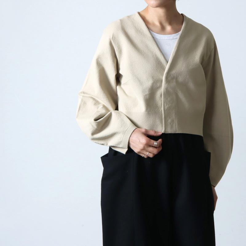 unfil (アンフィル) stretch organic cotton cropped cardigan