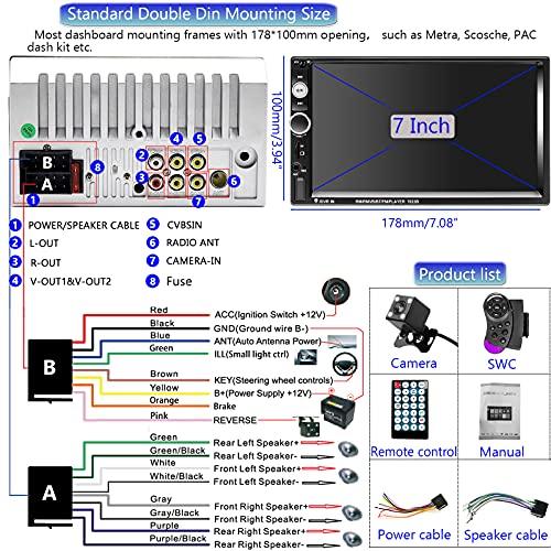 Podofo ダブルDIN カーステレオオーディオラジオ 7インチ タッチスクリーンデジタルLCDモニター Bluetooth ハンズフリー