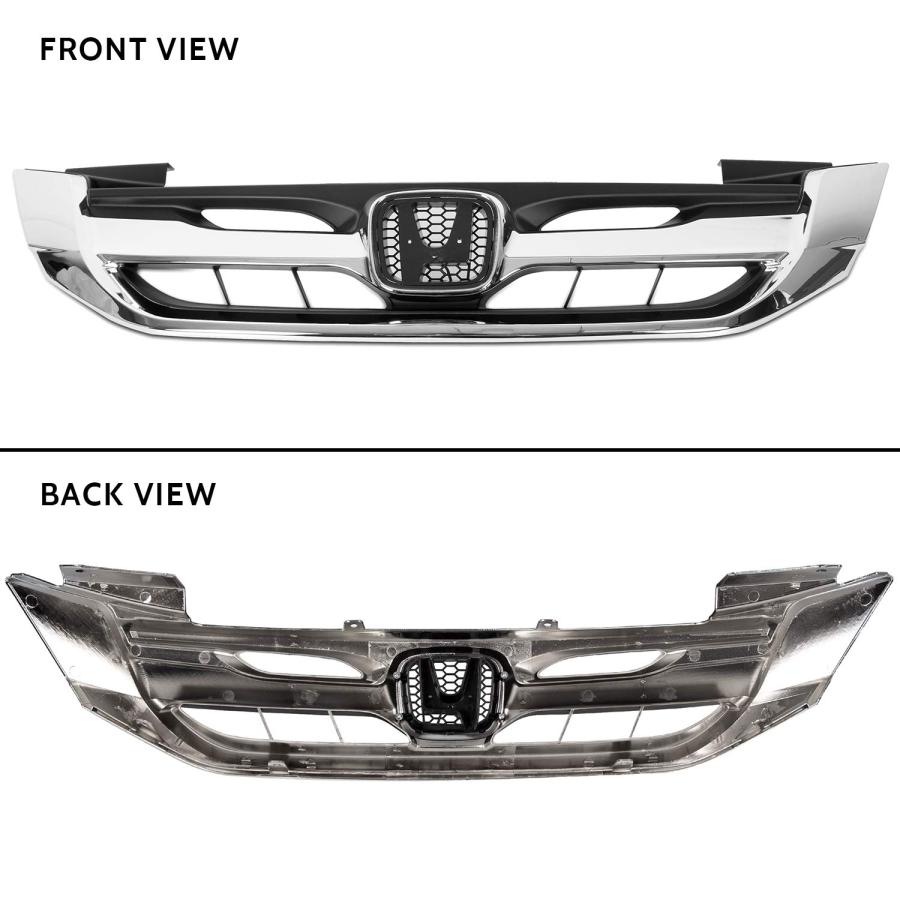 ブランドのアイテムを Ecotric Front Bumper Grille互換2013 2014 2015 Honda Accord 4dr/Sedan -Chro