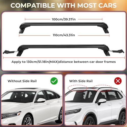 Aclong Cross Bars Car Roof Rack 110cmユニバーサルルーフバーは はしご用の屋根のある屋根のレールなしで車