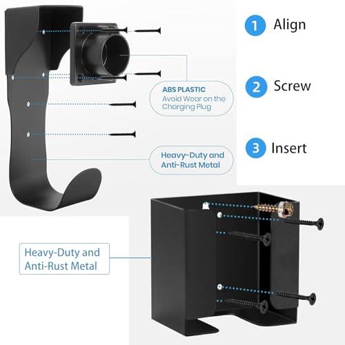 atokrtact ev chargerホルダーキット充電ボックスホルダーとJ-Hookケーブルオーガナイザーウォールマウントノズルホルスタード｜icoro｜04