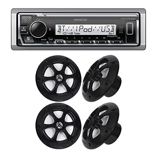 Kenwood KMR-M332BT カー&マリンステレオ | プラス 2X KFC-1613MRB/W 6.5インチ 2ウェイ 同軸 防水 マ