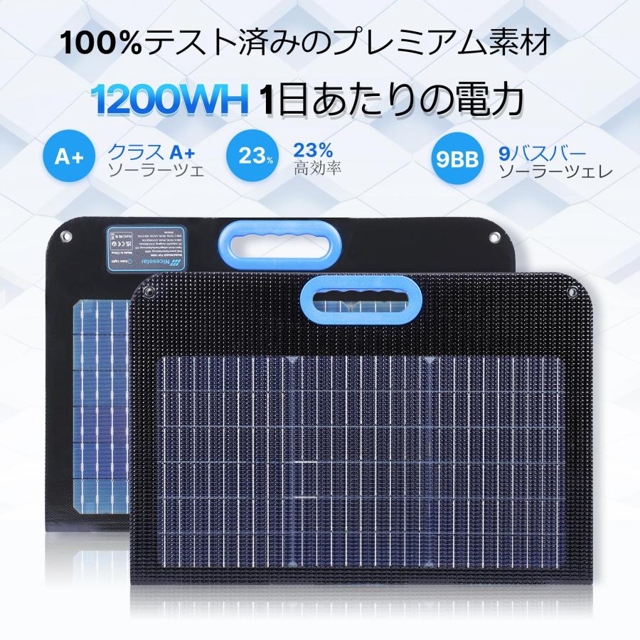 Nicesolar 折りたたみ式 ソーラーパネル 200W 折り畳み式 両面発電 太陽光パネル ソーラーチャージャー 高効率 ETFE 単結晶｜icoro｜06