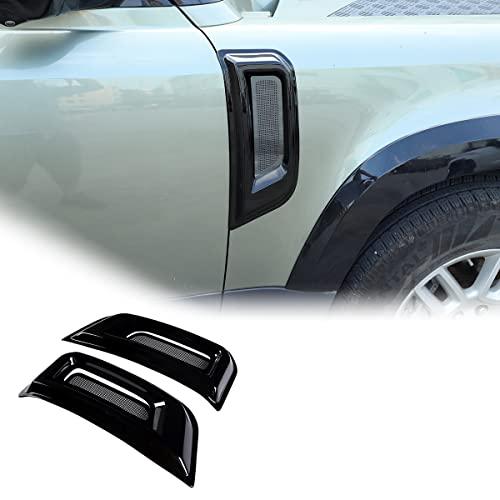 ランドローバーディフェンダーのためのブラックサイドドアフェンダーエアベントアウトレットトリム2020-2023サイドウィングフード摂取フェンダー