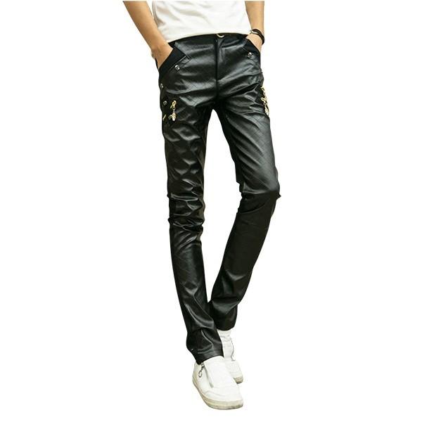送料無料 レザーパンツ メンズ Pu スキニー 革パンツ 革パン バイク モーターパンツ ライダースパンツ フェイクレザー レザー ロックファッション 春 秋 魅了 Www Sagamorepub Com