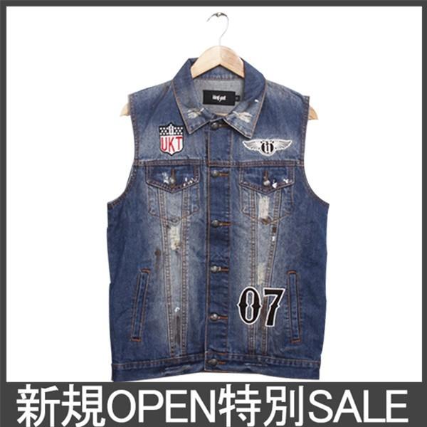 お1人様1点限り メンズ デニムベスト ベスト 手作り刺繍 デニム カジュアル ベスト 数字 ダメージ加工 オシャレ かっこいい 細身 春 夏 秋 人気品 新しい到着 Studiostodulky Cz