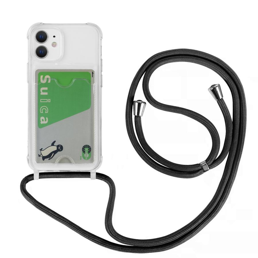 iPhone 12 miniケース アイホン12ミニケース アイフォーン12 mini カード収納できる 肩掛けショルダー TPU素材  case クリアケース 透明ケース｜icovercase｜03