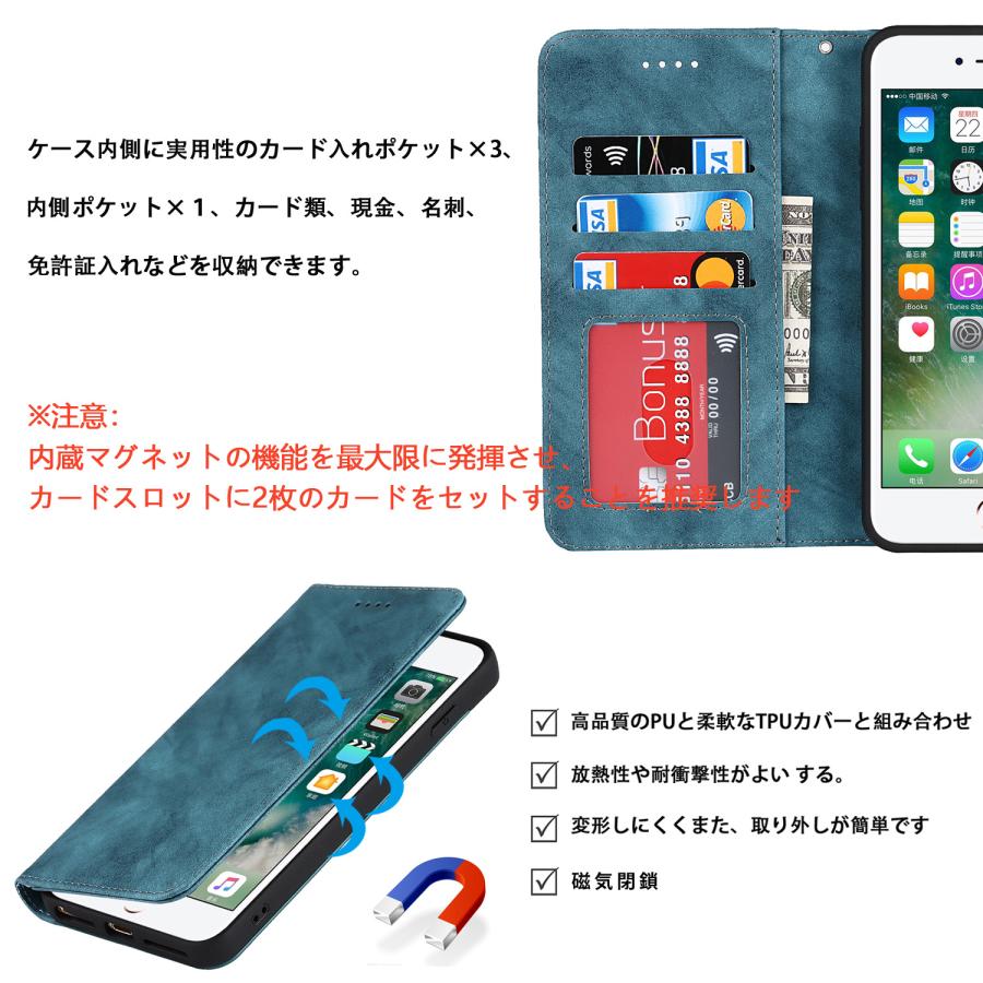 手帳型 スマホケース iPhone SE3 SE2 第二世代 iphone 8 plus 7Plus ケース 落下防止 TPU 耐衝撃 アイフォン8 カバー 片手操作 高品質の革｜icovercase｜10