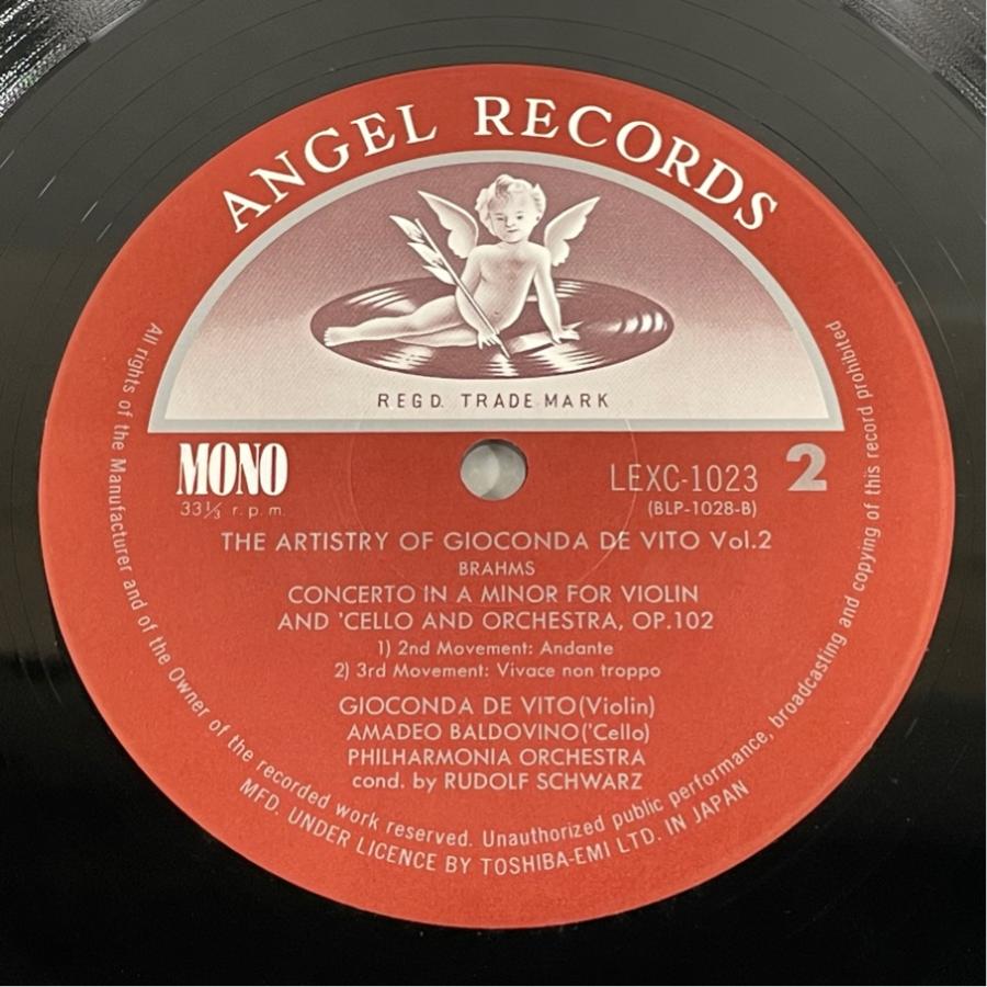 国内盤 LEXC1023 ジョコンダ・デ・ヴィートの遺産 ブラームス ヴァイオリンとチェロのための二重協奏曲 洗浄済 LP |  | 03