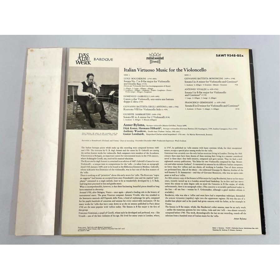 独TELEFUNKEN SAWT-9548 イタリア・バロックのチェロ名曲集 アンナー・ビルスマ 他 洗浄済 LP |  | 01