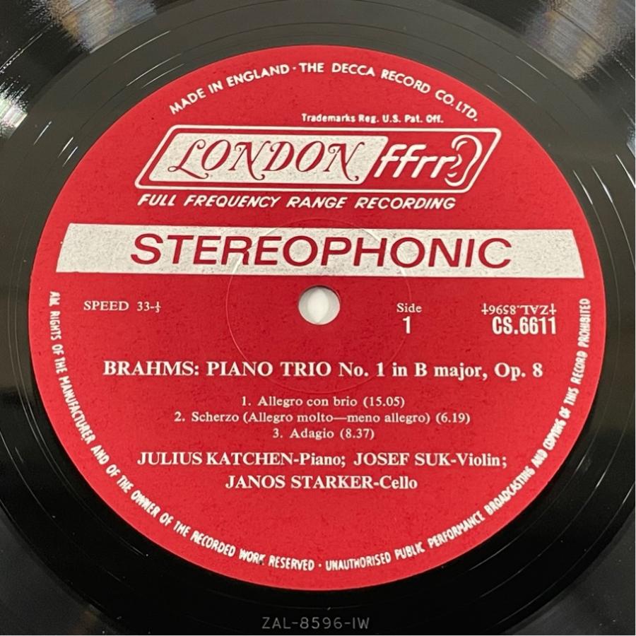 英LONDON CS.6611 ブラームス ピアノ三重奏曲1/3番 カッチェン スーク シュタルケル 洗浄済 LP |  | 02