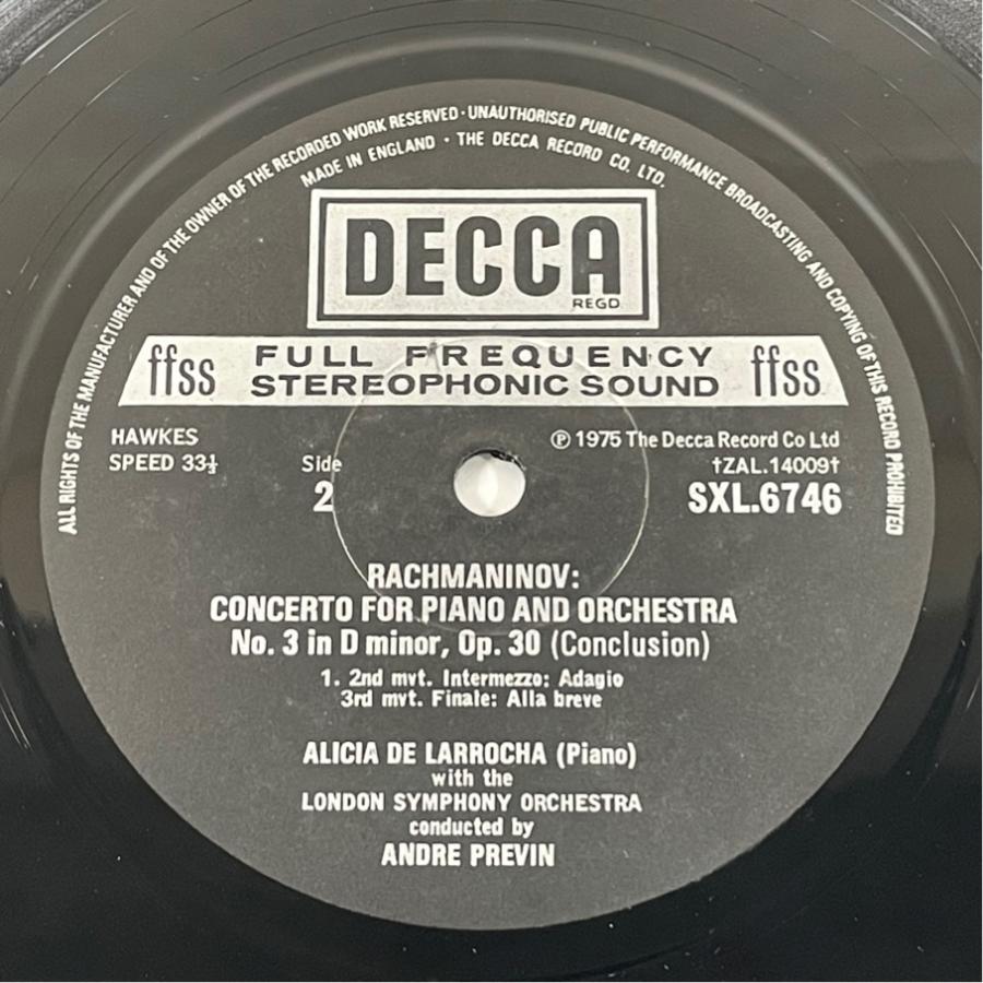 英DECCA SXL.6746 アリシア・デ・ラローチャ ラフマニノフ ピアノ協奏曲第3番 洗浄済 LP |  | 03