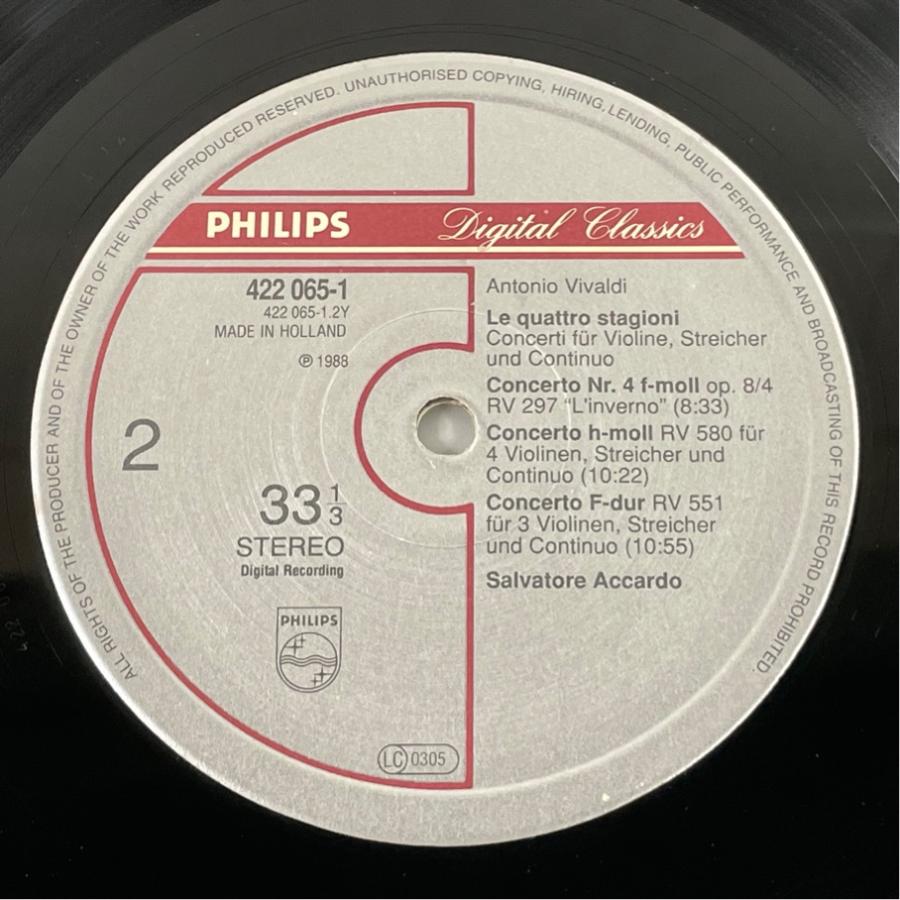 蘭PHILIPS Digital 422 065-1 ヴィヴァルディ 四季 サルヴァトーレ・アッカルド 洗浄済 LP |  | 04
