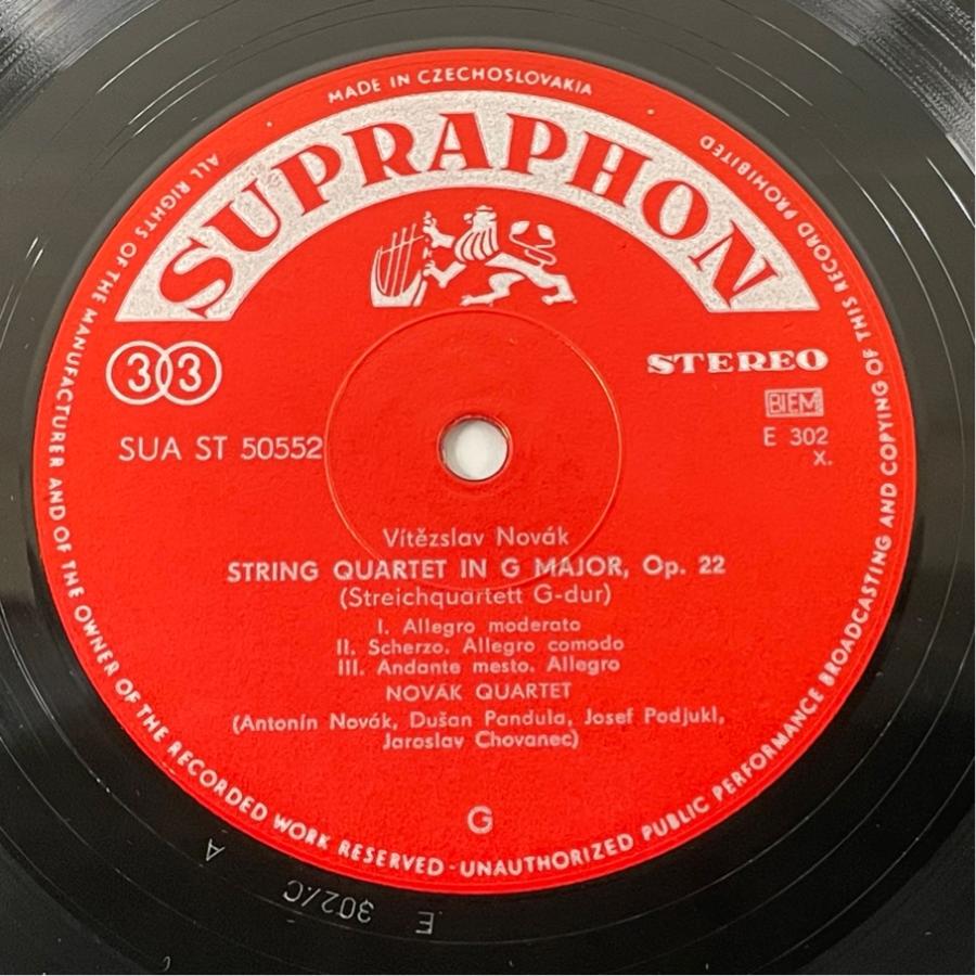 チェコSUPRAPHON SUA ST 50552 ノヴァーク四重奏団 ノヴァーク 弦楽四重奏曲 op.22 スーク 同 op.11 洗浄済 LP |  | 03
