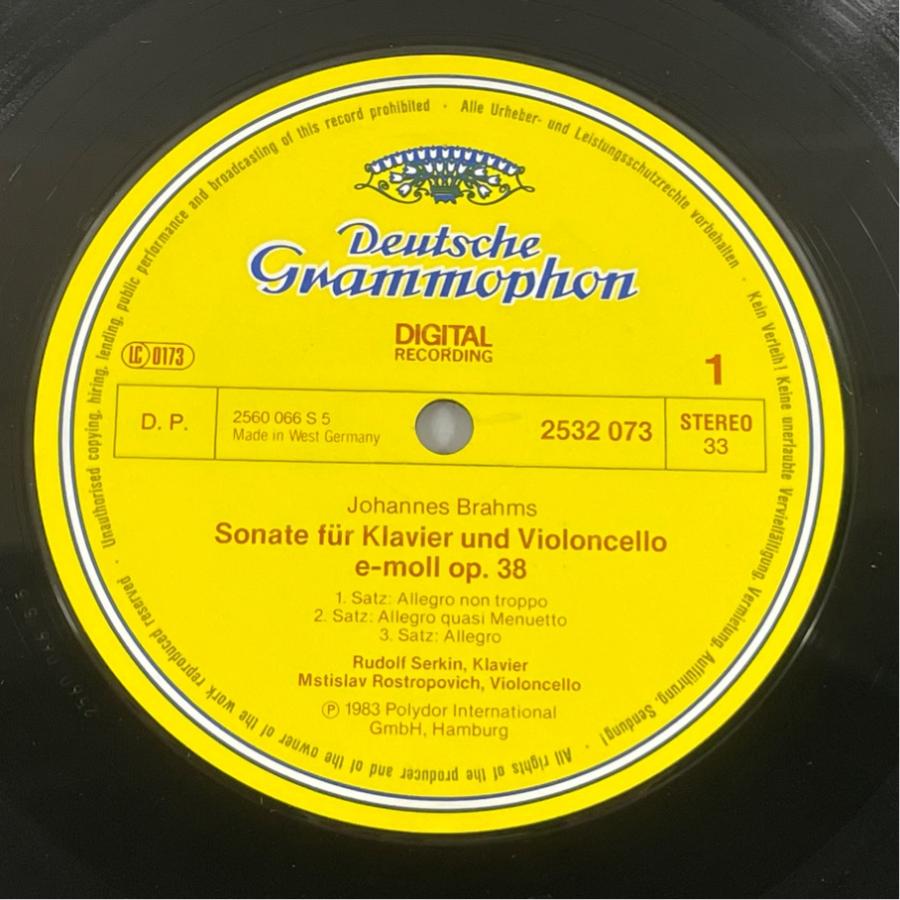 西独DG 2532073 ロストロポーヴィチ ブラームス チェロ・ソナタ集 洗浄済 LP |  | 02