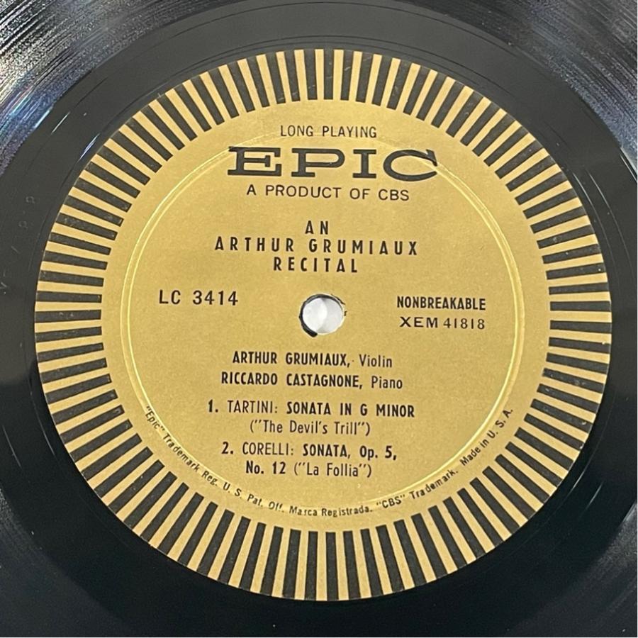 米EPIC LC3414 グリュミオー カスタニョーネ ヴァイオリン協奏曲・リサイタル タルティーニ 悪魔のトリル他 洗浄済 LP |  | 02