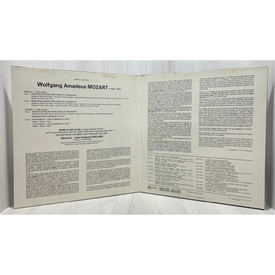 仏ERATO DUE20232 D'EGLISE マリー＝クレール・アラン モーツァルト LES SONATES 洗浄済 2LP |  | 02