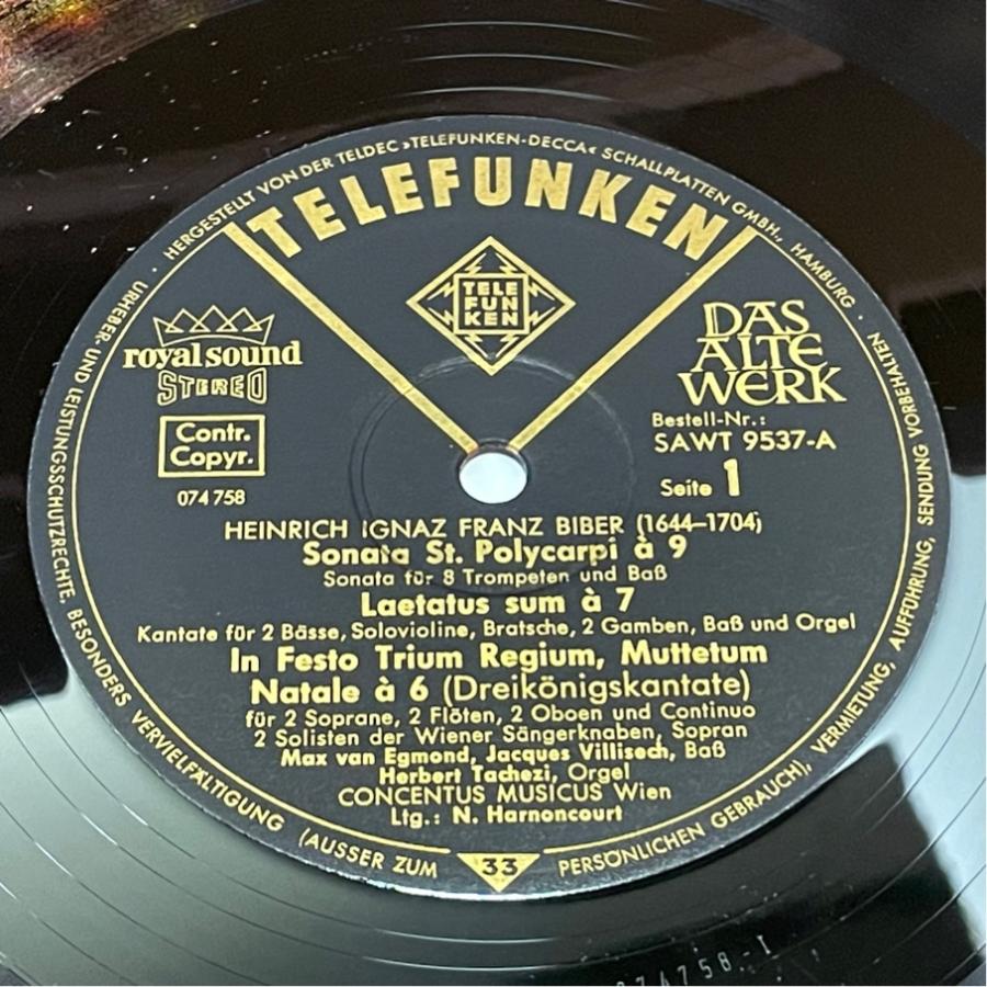 独TELEFUNKEN 黒金 SAWT9537-A ビーバー 作品集 聖ポリカルピ・ソナタ 他 アーノンクール 洗浄済 LP |  | 02