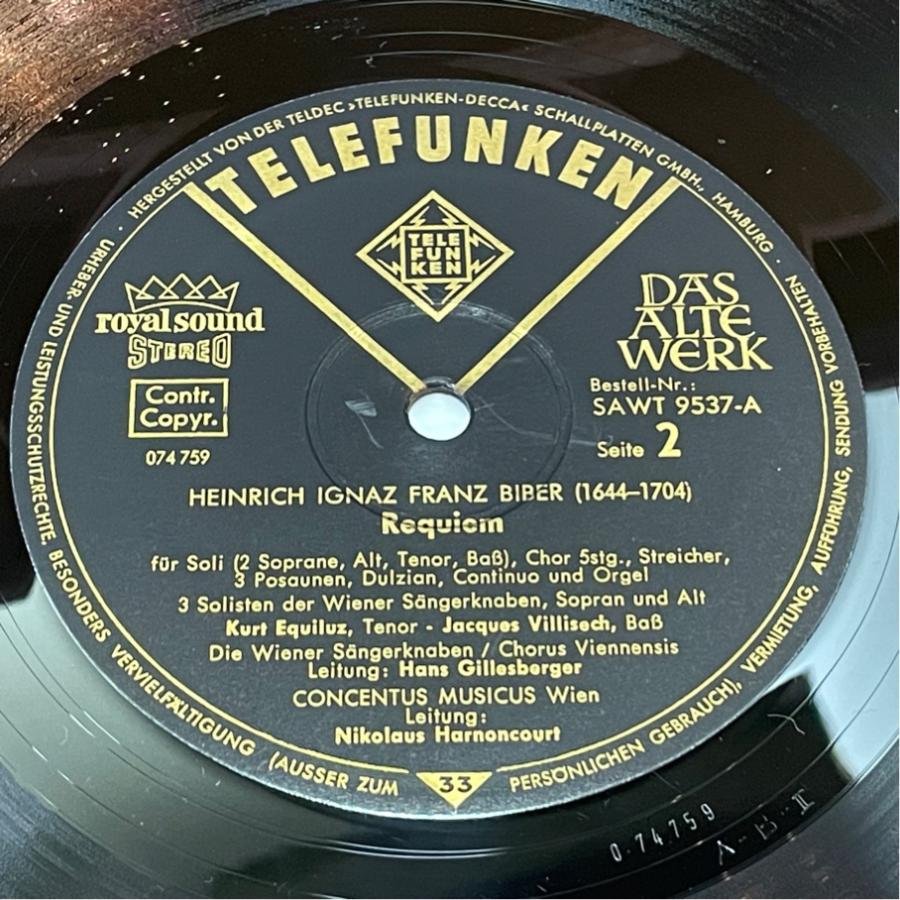 独TELEFUNKEN 黒金 SAWT9537-A ビーバー 作品集 聖ポリカルピ・ソナタ 他 アーノンクール 洗浄済 LP |  | 03