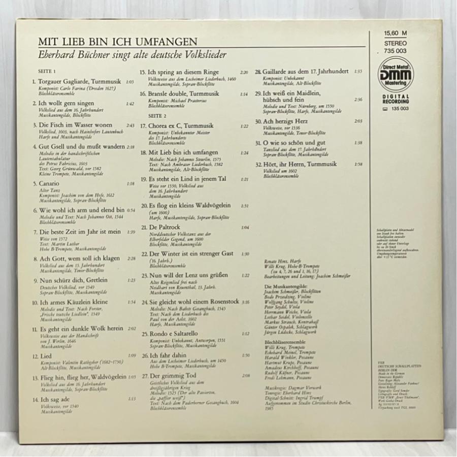 東独ETERNA 735 003 ビュヒナー ドイツ 民謡集 洗浄済 LP |  | 01