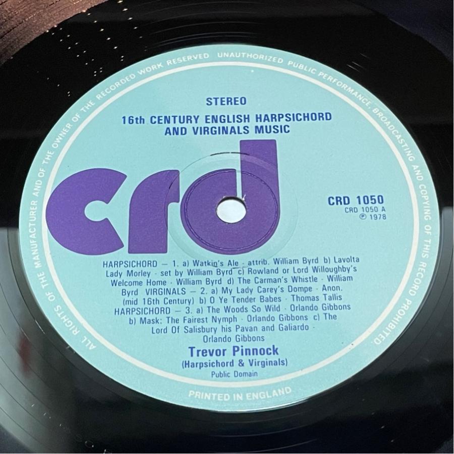 英crd CRD1050 トレヴァー・ピノック 16世紀のハープシコード音楽  洗浄済 LP |  | 03