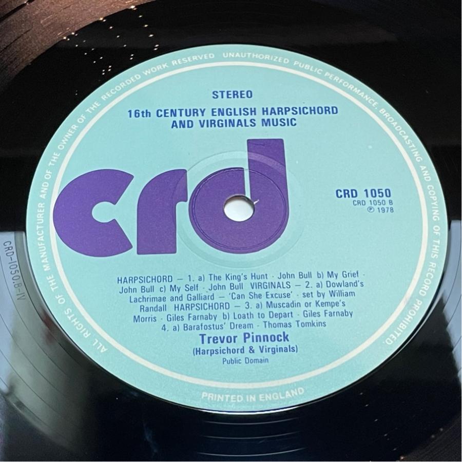 英crd CRD1050 トレヴァー・ピノック 16世紀のハープシコード音楽  洗浄済 LP |  | 04
