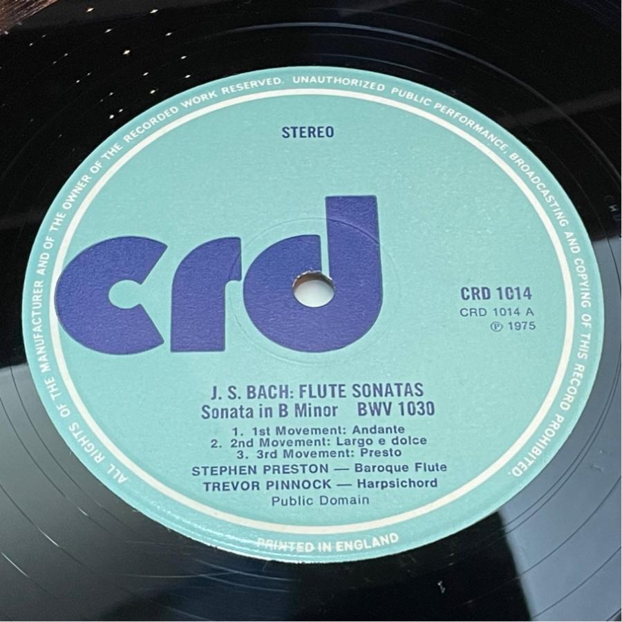 英CRD 1014/15 バッハ フルート・ソナタ集 プレストン、ピノック、サヴァル 洗浄済 2LP |  | 02