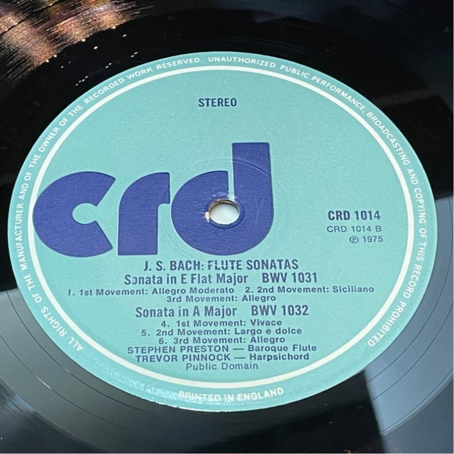 英CRD 1014/15 バッハ フルート・ソナタ集 プレストン、ピノック、サヴァル 洗浄済 2LP |  | 03