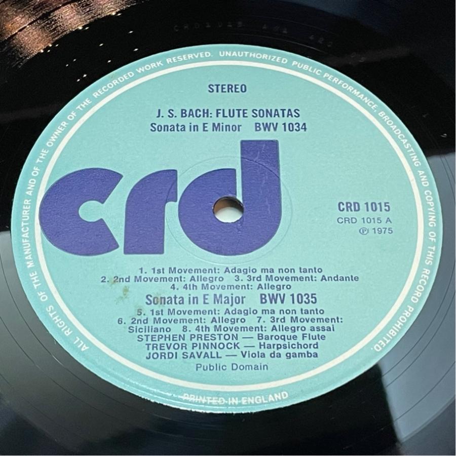 英CRD 1014/15 バッハ フルート・ソナタ集 プレストン、ピノック、サヴァル 洗浄済 2LP |  | 04