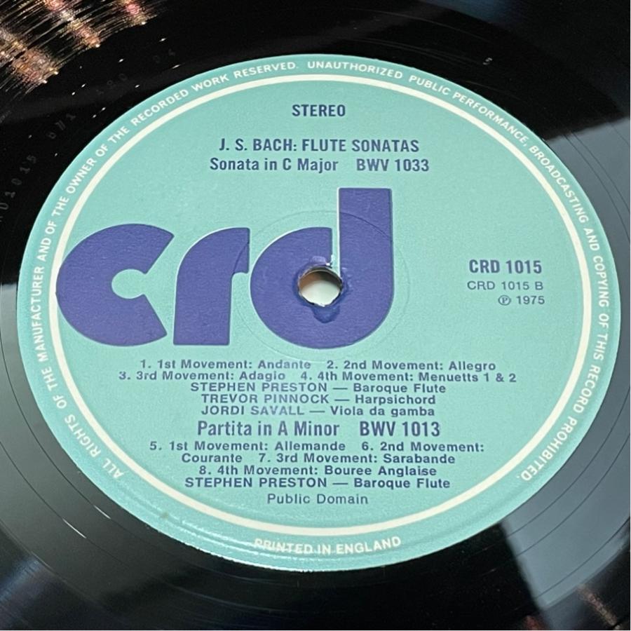 英CRD 1014/15 バッハ フルート・ソナタ集 プレストン、ピノック、サヴァル 洗浄済 2LP |  | 05