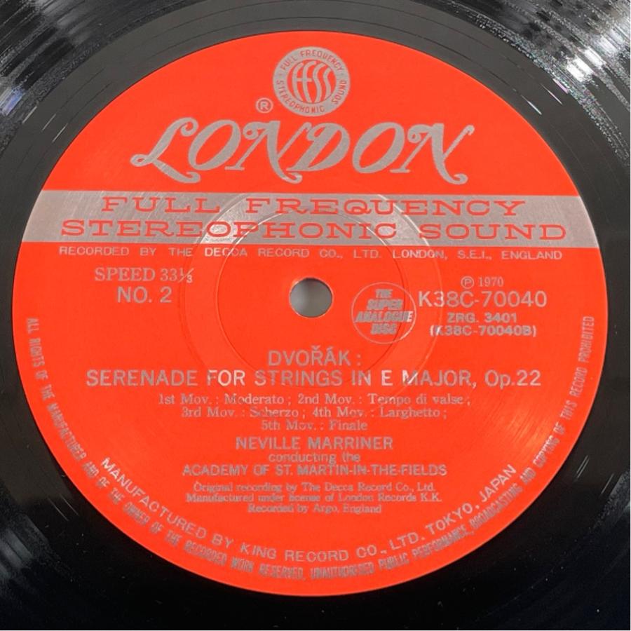 スーパー・アナログ 重量盤 K38C-70040 ネヴィル・マリナー チャイコフスキー ドヴォルザーク 弦楽のためのセレナード 洗浄済 LP |  | 03