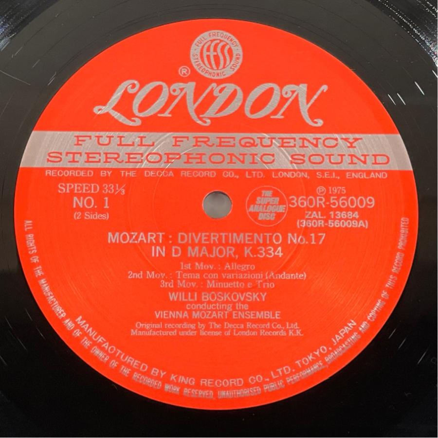 スーパー・アナログ 重量盤 360R-56009 モーツァルト ディヴェルティメント 第17番 ボスコフスキー 洗浄済 LP |  | 02