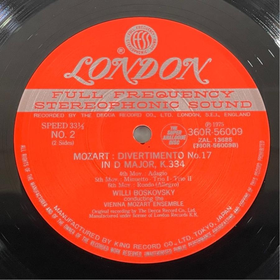 スーパー・アナログ 重量盤 360R-56009 モーツァルト ディヴェルティメント 第17番 ボスコフスキー 洗浄済 LP |  | 03