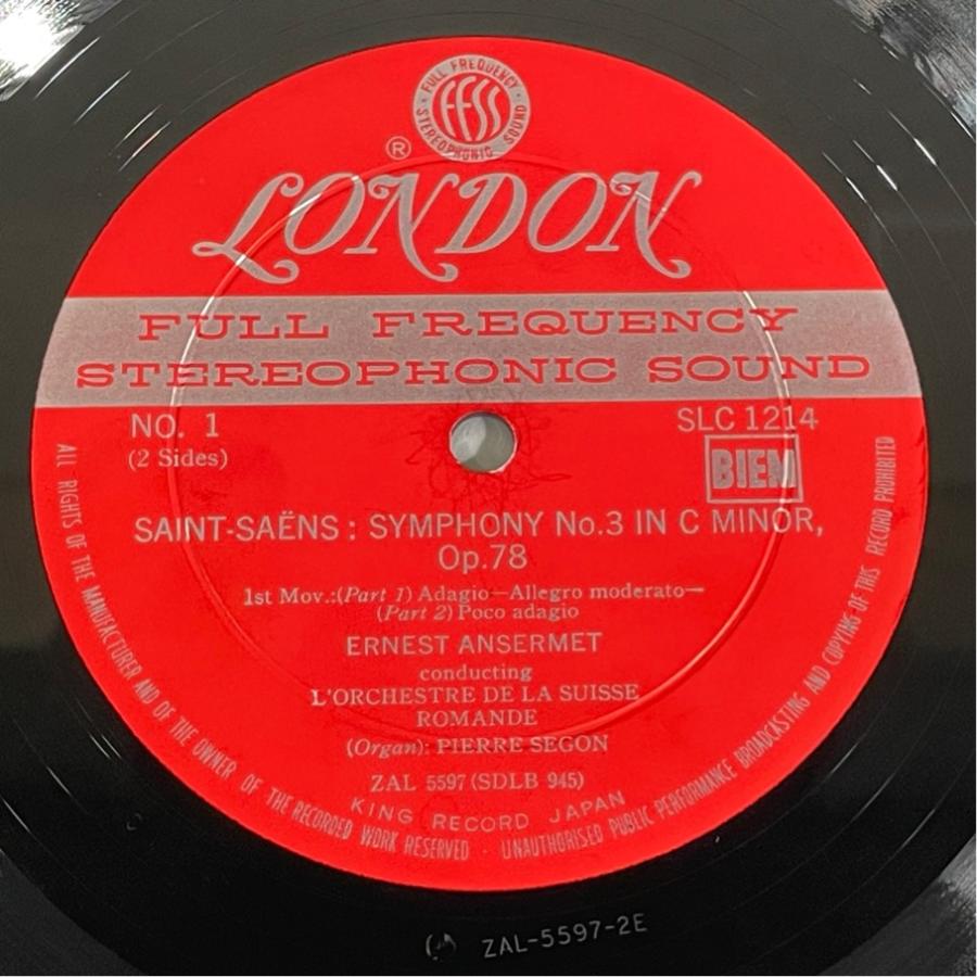 国内盤 SLC1214 アンセルメ スイス・ロマンド管弦楽団 サン・サーンス 交響曲第3番ハ短調作品78 洗浄済 LP |  | 02