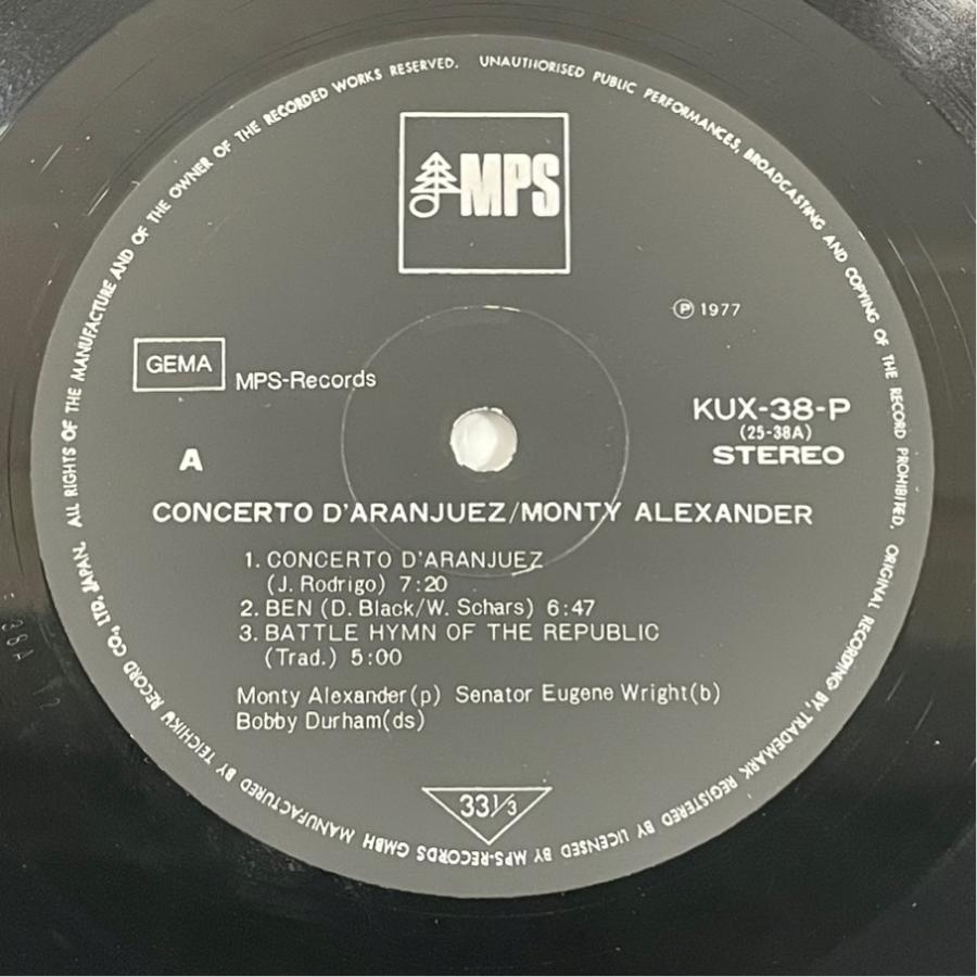 国内盤 帯有り KUX-38-P アランフェス モンティ・アレキサンダー Monty Alexander 洗浄済 LP |  | 02