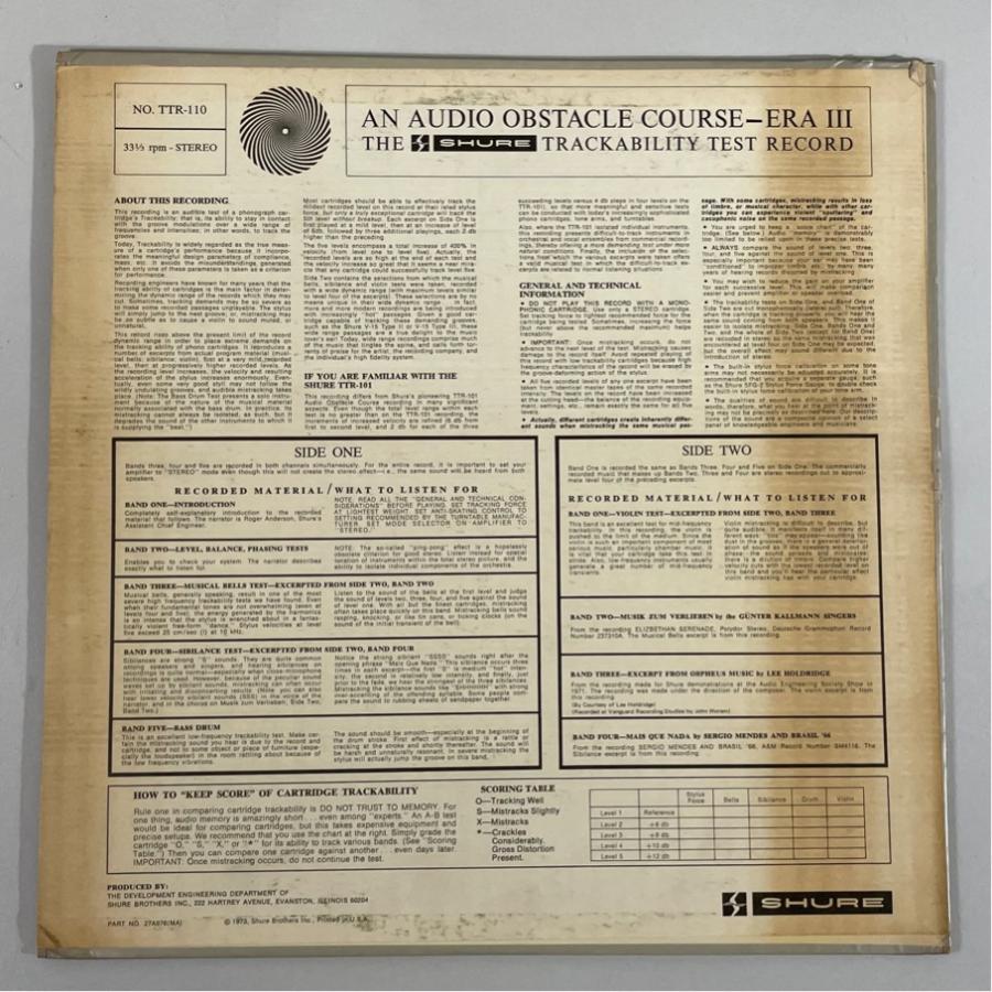 SHURE 米オリジ TTR-110 高音質テスト・レコード！An Audio Obstacle Course-Era III 日本語解説付き  洗浄済 LP |  | 01