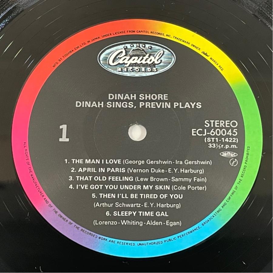 初来日記念盤 帯あり ECJ-60045 ダイナ・ショア ダイナ・シングス・プレヴィン・プレイズ DINAH SINGS PREVIN PLAYS 洗浄済 LP |  | 02