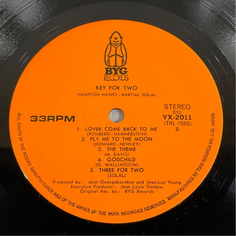 国内盤 YX-2011 HAMPTON HAWES MARTIAL SOLAL キー・フォー・トゥ 洗浄済 LP |  | 03