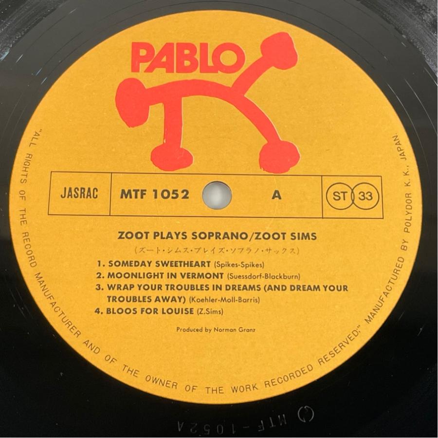 PABLO MTF 1052 SOPRANO SAX プレイズ・ソプラノ・サックス 帯付 ZOOT SIMS ズート・シムス 洗浄済 LP |  | 02