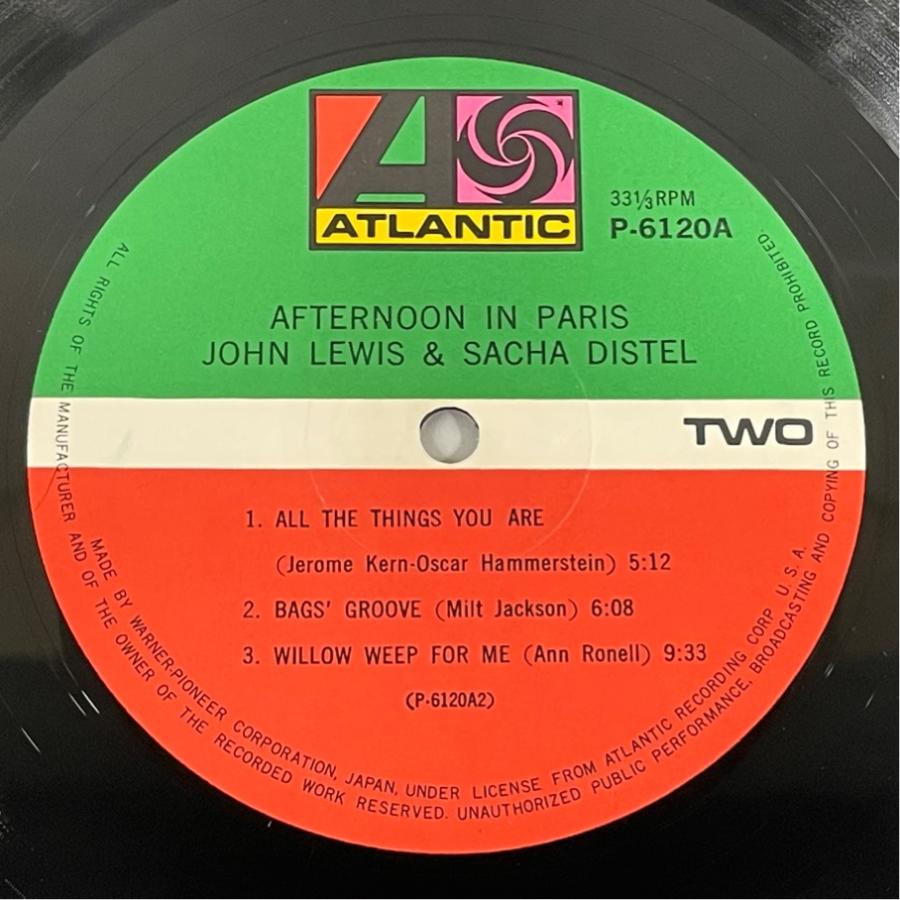 ATLANTIC P-6120A ジョン・ルイスとサッシャ・ディステル アフタヌーン・イン・パリ  洗浄済 LP |  | 03