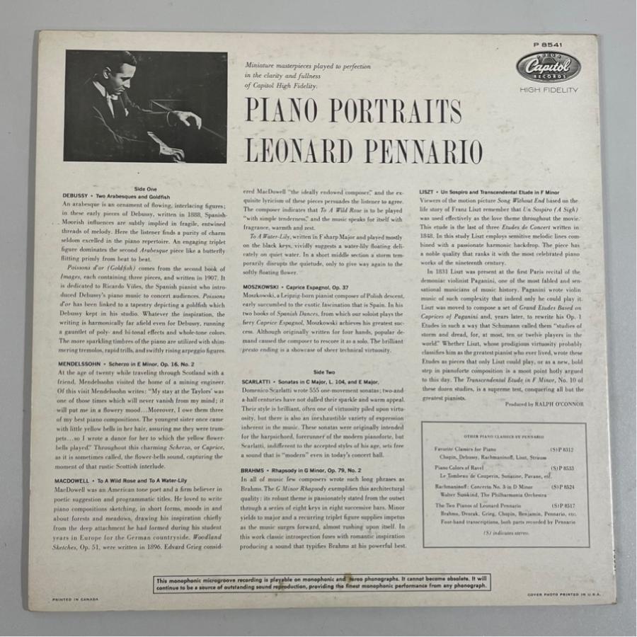 P 8541 レナード・ペナリオ LEONARD PENNARIO PIANO PORTRAITS 洗浄済 LP |  | 01