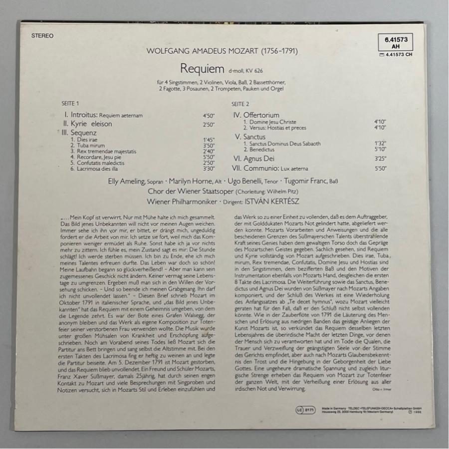 6.41573 AH  モーツァルト レクイエム MOZART Requiem 洗浄済 LP |  | 01