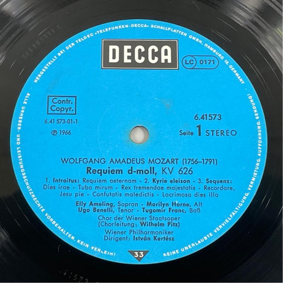6.41573 AH  モーツァルト レクイエム MOZART Requiem 洗浄済 LP |  | 02