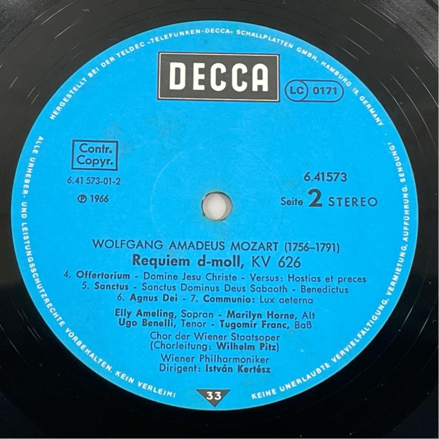 6.41573 AH  モーツァルト レクイエム MOZART Requiem 洗浄済 LP |  | 03