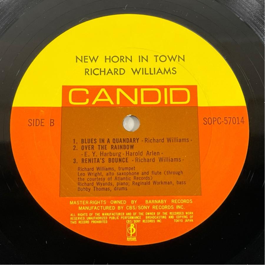 SOPC-57014 リチャード・ウィリアムス RICHARD WILLIAMS NEW HORN IN TOWN 洗浄済 LP |  | 03
