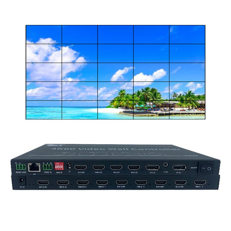 ビデオウォールコントローラ4入力4K HDMI,DP入力 超小型 12x12の大画面適合[bvTVW4K-Ex9]