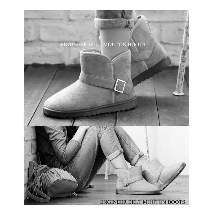 UGG ムートンブーツ ショートブーツスエードブーツ リブ編み バックル付き